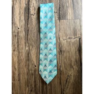 Light Blue Teal Pattern Printed Stafford Men's Tie